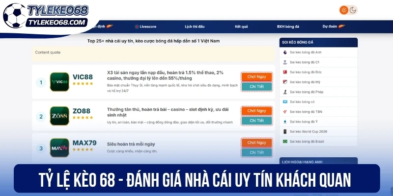Top 10+ Nhà Cái Uy Tín Nhất 2026 - Đánh Giá Minh Bạch, An Toàn 29 Tỷ lệ kèo 68 - Đánh giá nhà cái uy tín khách quan